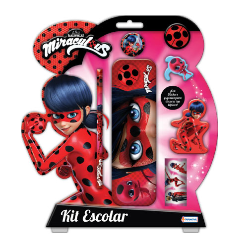 Set escolar con caja porta útiles miraculous - Megaoffice