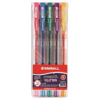 Roller gel glitter Simball blister x 5