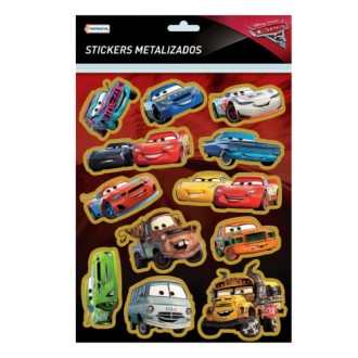 Stickers metalizados 25x20 cms 2 planchas cars