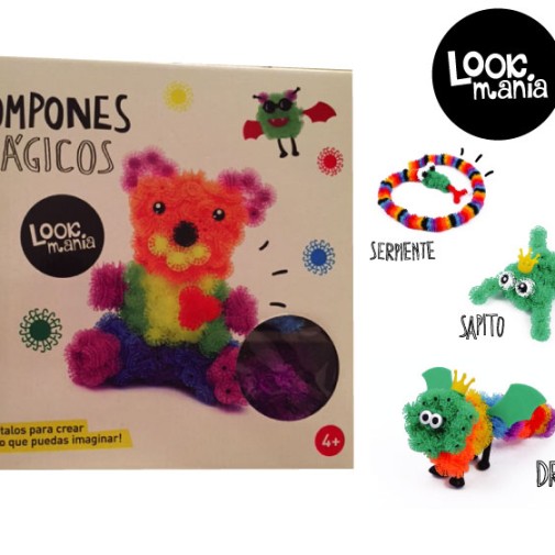 Set mostacillas Lookmania pompones magicos x 400 piezas