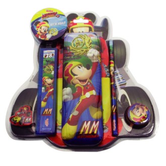 Set escolar con caja porta útiles + vs mickey