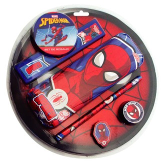 Set escolar con caja porta útiles + vs spiderman