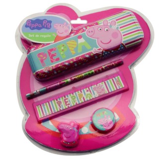 Set escolar con caja porta útiles + vs peppa pig