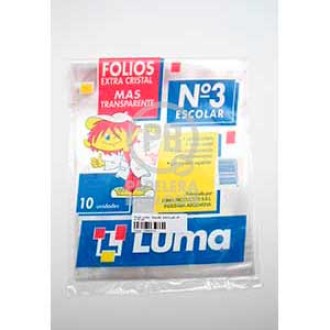 Folio Luma transparente escolar pp x 10 un.