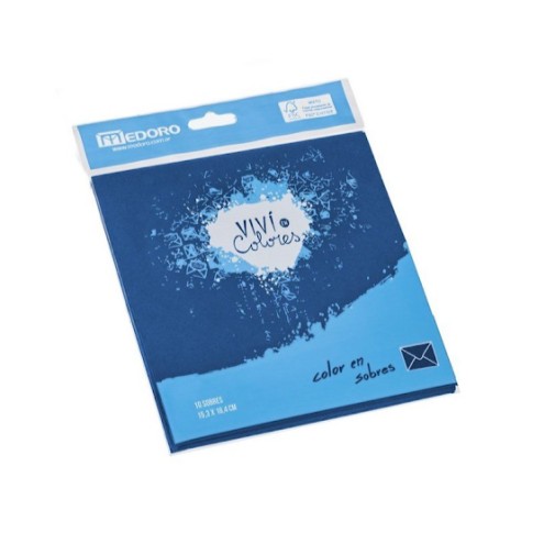 Sobres Medoro papel 115 g azul - 15.3 x 16.4 cm, pack x 10 unidades