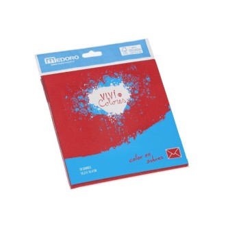 Sobres Medoro papel 115 g rojo - 15.3 x 16.4 cm, pack x 10 unidades