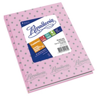 Cuaderno Rivadavia lunares gris/rosa 50 hs ray tapa dura