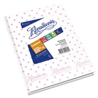 Cuaderno Rivadavia lunares rosa/ blanco 50 hs ray tapa dura