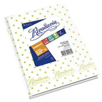 Cuaderno Rivadavia lunares verde manzana/ blanco 50 hs ray tapa dura