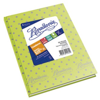 Cuaderno Rivadavia lunares gris/verde manzana 50 hs ray tapa dura