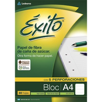 Block Exito A4 5 perforaciones 80 hs cuadriculado