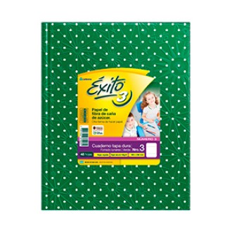 Cuaderno nº 3 Exito lunares verde tapa dura 48 hs ray