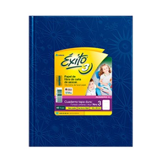 Cuaderno nº 3 Exito forrado azul tapa dura 48 hs cuad universo