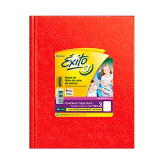 Cuaderno nº 3 Exito forrado rojo tapa dura 48 hs cuad universo