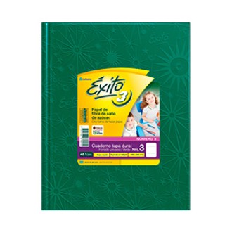 Cuaderno nº 3 Exito forrado verde tapa dura 48 hs cuad universo