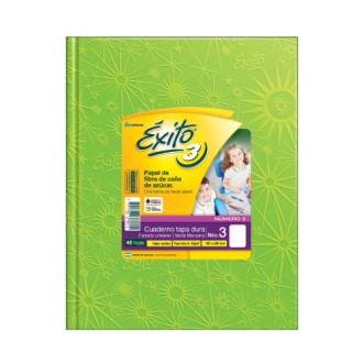 Cuaderno nº 3 Exito forrado verde manzana tapa dura 100 hs ray