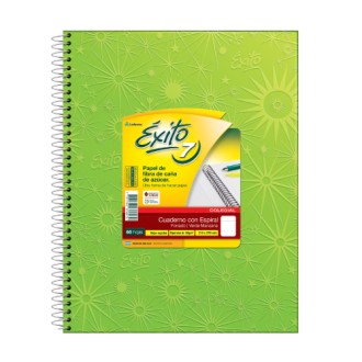 Cuaderno 21x27 Exito n=7 forrado vde. manzana tapa dura 60 hs ray espiral