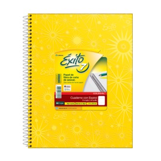 Cuaderno 21x27 Exito n=7 forrado amarillo tapa dura 60 hs ray espiral