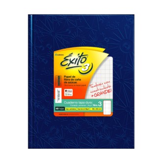 Cuaderno nº 3 Exito forrado azul tapa dura 48 hs cuadriculado grande