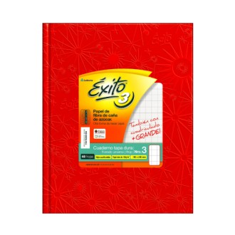 Cuaderno nº 3 Exito forrado rojo tapa dura 48 hs cuadriculado grande