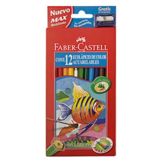 Pinturitas Faber-Castell ecolapiz acuarel. x 12 largo con carton