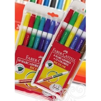 Marcador Faber-Castell bicolor x 6 un= 12 colores