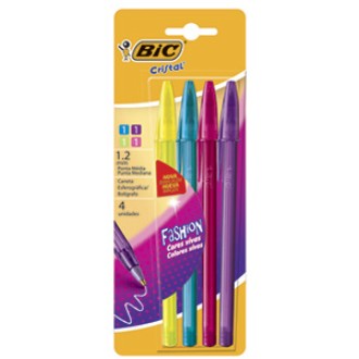 Bolígrafo Bic fashion blister x4 colores surtidos