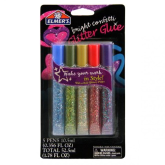 Adhesivo super glitter ELMERS blister x 5 tubos confetti