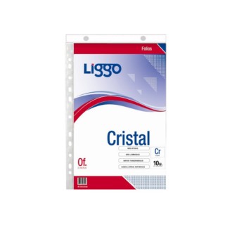 Folio Liggo cristal 40 mic oficio x 10 un.