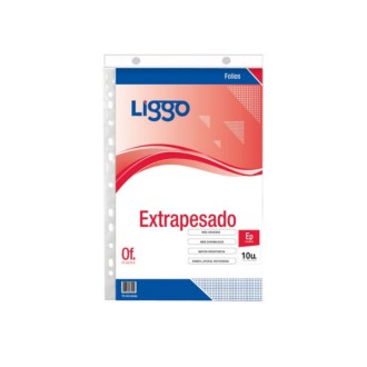 Folio Liggo extrapesado 70 mic oficio x 10 un.