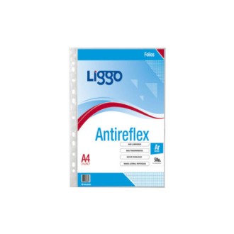 Folio Liggo antireflex 80 mic A4 x 50 un.