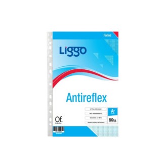 Folio Liggo antireflex 80 mic oficio x 50 un.