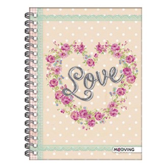 Cuaderno 16x21 love & peace tapa dura 80 hs ray espiral