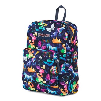 Mochila Jansport superbreak 501-3b5 azul con coronas